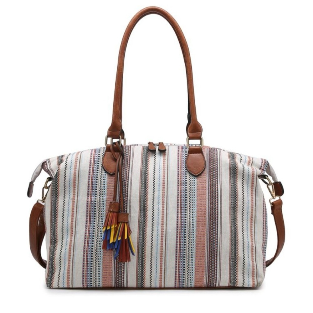 JEN & CO. Striped Brown and White Women's Tote Bag NWOT